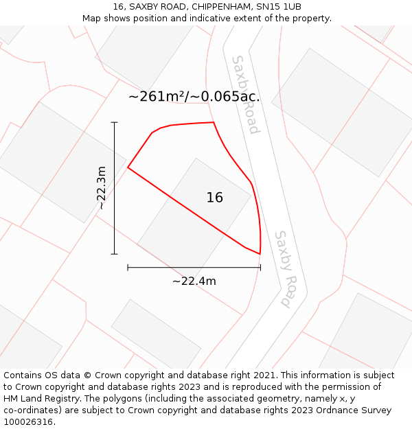 16, SAXBY ROAD, CHIPPENHAM, SN15 1UB: Plot and title map