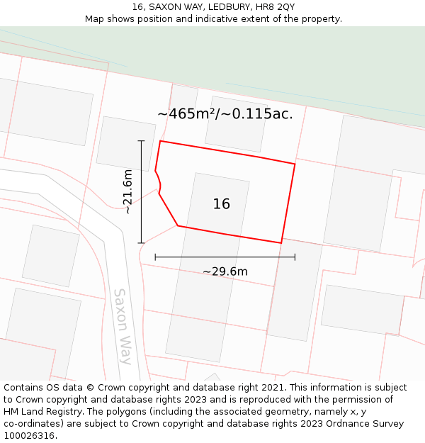 16, SAXON WAY, LEDBURY, HR8 2QY: Plot and title map