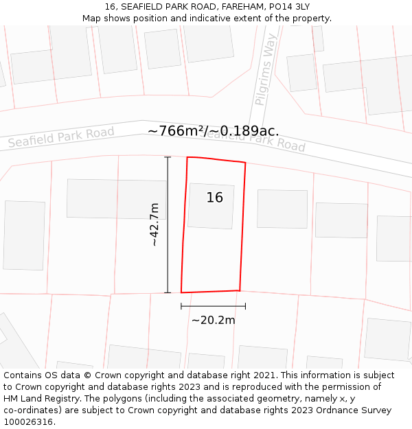 16, SEAFIELD PARK ROAD, FAREHAM, PO14 3LY: Plot and title map