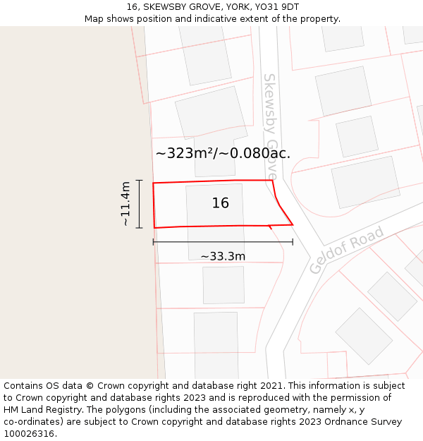 16, SKEWSBY GROVE, YORK, YO31 9DT: Plot and title map