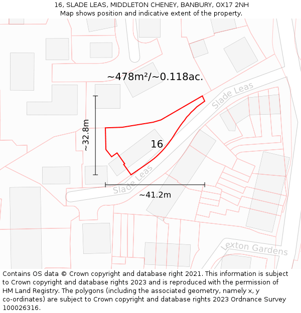 16, SLADE LEAS, MIDDLETON CHENEY, BANBURY, OX17 2NH: Plot and title map