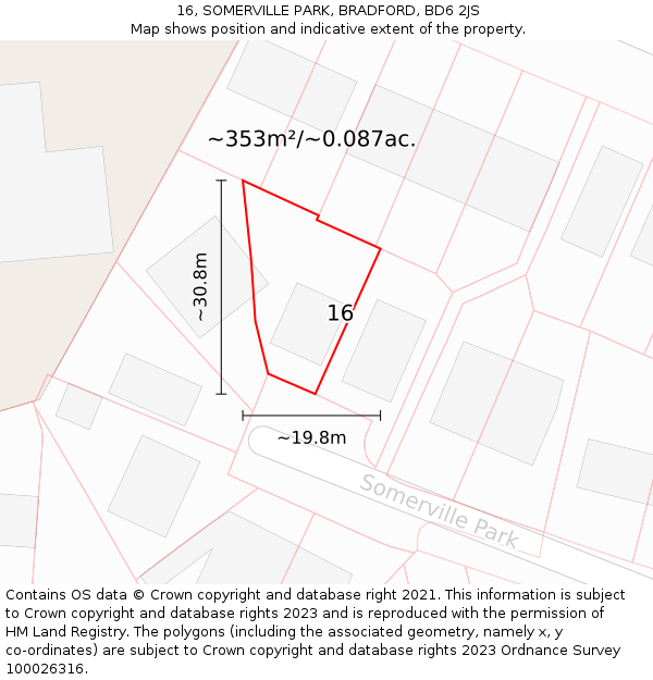 16, SOMERVILLE PARK, BRADFORD, BD6 2JS: Plot and title map