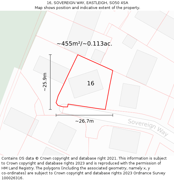 16, SOVEREIGN WAY, EASTLEIGH, SO50 4SA: Plot and title map