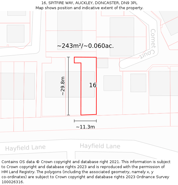 16, SPITFIRE WAY, AUCKLEY, DONCASTER, DN9 3PL: Plot and title map