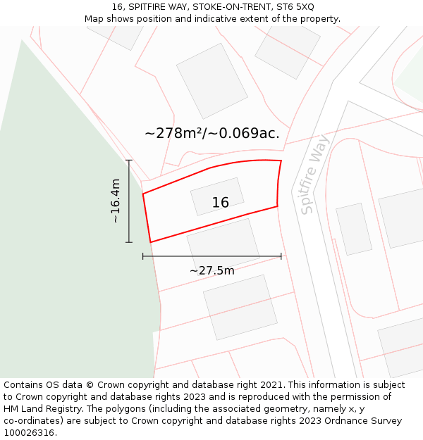 16, SPITFIRE WAY, STOKE-ON-TRENT, ST6 5XQ: Plot and title map