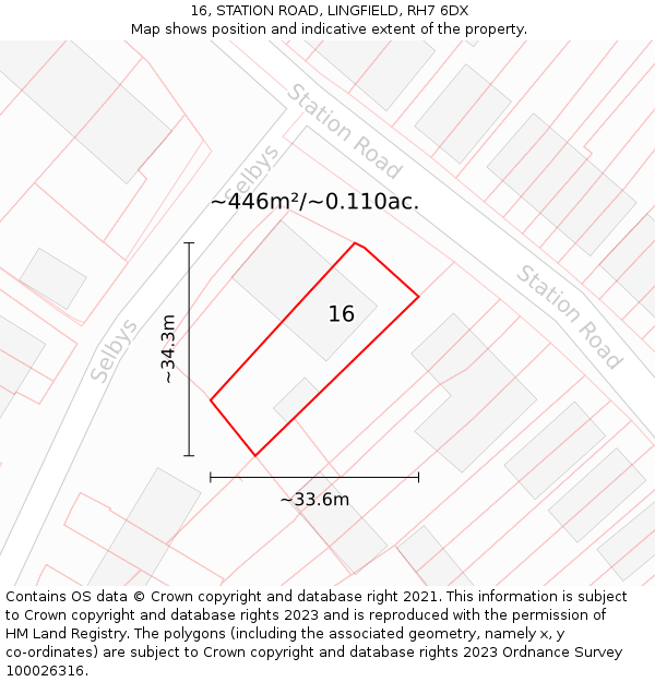 16, STATION ROAD, LINGFIELD, RH7 6DX: Plot and title map