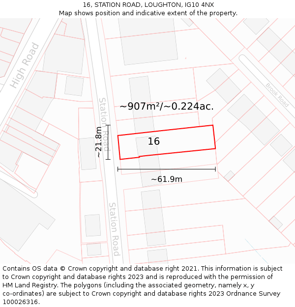 16, STATION ROAD, LOUGHTON, IG10 4NX: Plot and title map