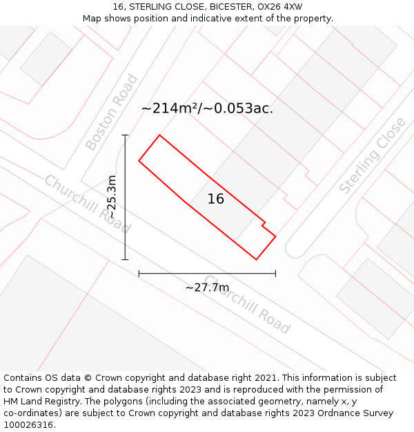 16, STERLING CLOSE, BICESTER, OX26 4XW: Plot and title map