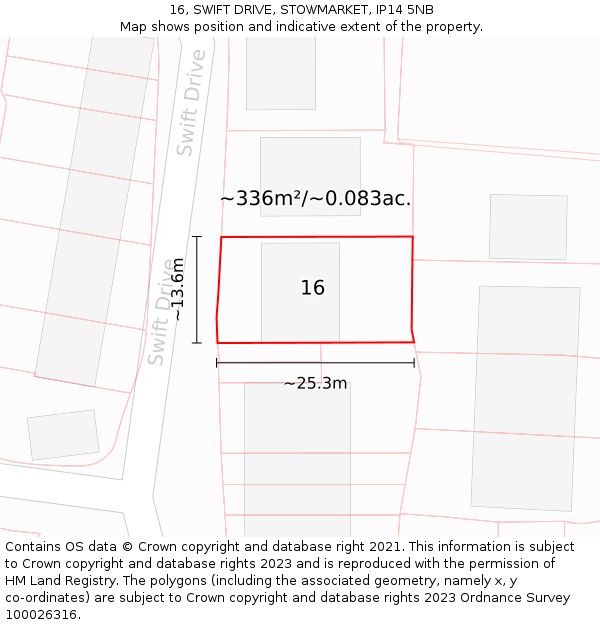 16, SWIFT DRIVE, STOWMARKET, IP14 5NB: Plot and title map