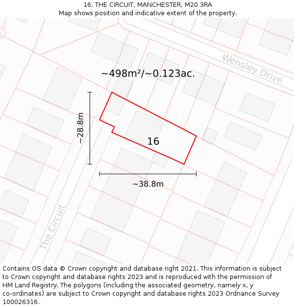 16, THE CIRCUIT, MANCHESTER, M20 3RA: Plot and title map