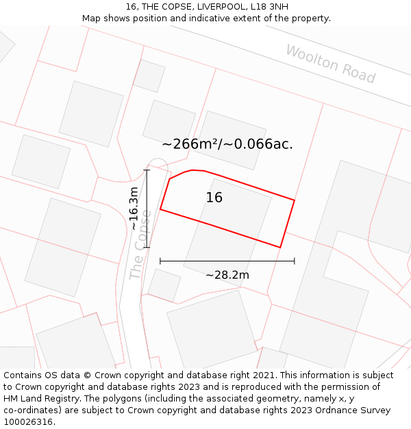16, THE COPSE, LIVERPOOL, L18 3NH: Plot and title map