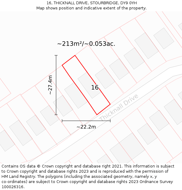 16, THICKNALL DRIVE, STOURBRIDGE, DY9 0YH: Plot and title map
