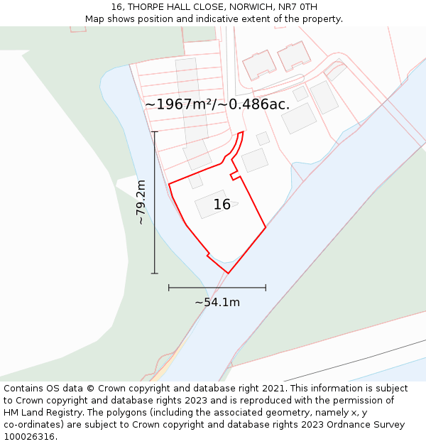 16, THORPE HALL CLOSE, NORWICH, NR7 0TH: Plot and title map