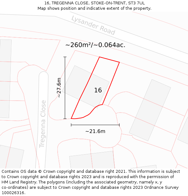 16, TREGENNA CLOSE, STOKE-ON-TRENT, ST3 7UL: Plot and title map