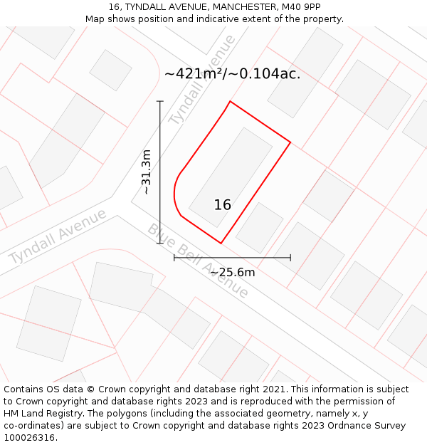 16, TYNDALL AVENUE, MANCHESTER, M40 9PP: Plot and title map