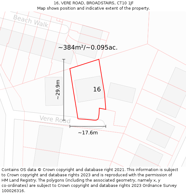 16, VERE ROAD, BROADSTAIRS, CT10 1JF: Plot and title map