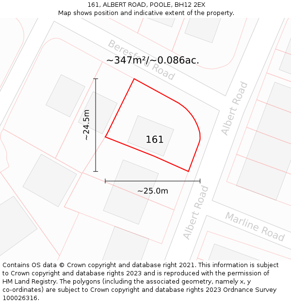 161, ALBERT ROAD, POOLE, BH12 2EX: Plot and title map