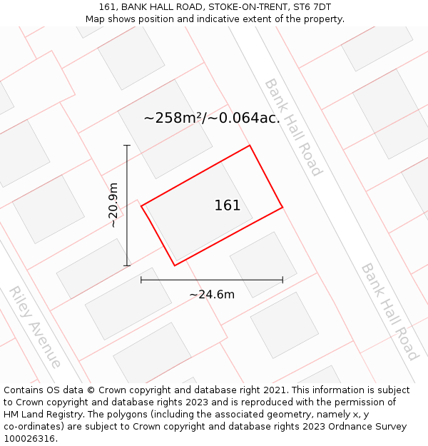 161, BANK HALL ROAD, STOKE-ON-TRENT, ST6 7DT: Plot and title map