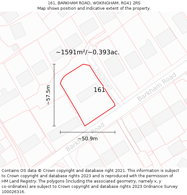 161, BARKHAM ROAD, WOKINGHAM, RG41 2RS: Plot and title map