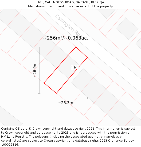 161, CALLINGTON ROAD, SALTASH, PL12 6JA: Plot and title map