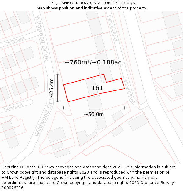 161, CANNOCK ROAD, STAFFORD, ST17 0QN: Plot and title map