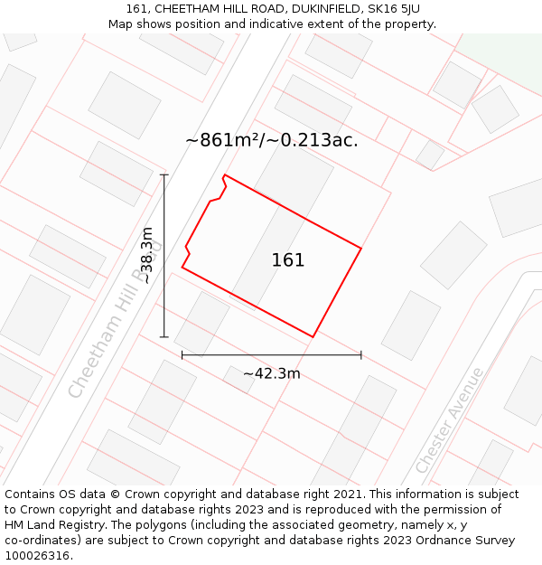 161, CHEETHAM HILL ROAD, DUKINFIELD, SK16 5JU: Plot and title map