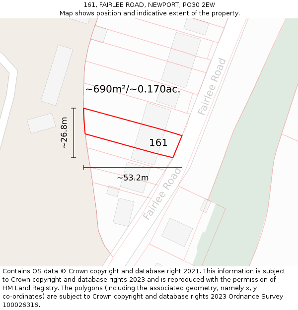 161, FAIRLEE ROAD, NEWPORT, PO30 2EW: Plot and title map