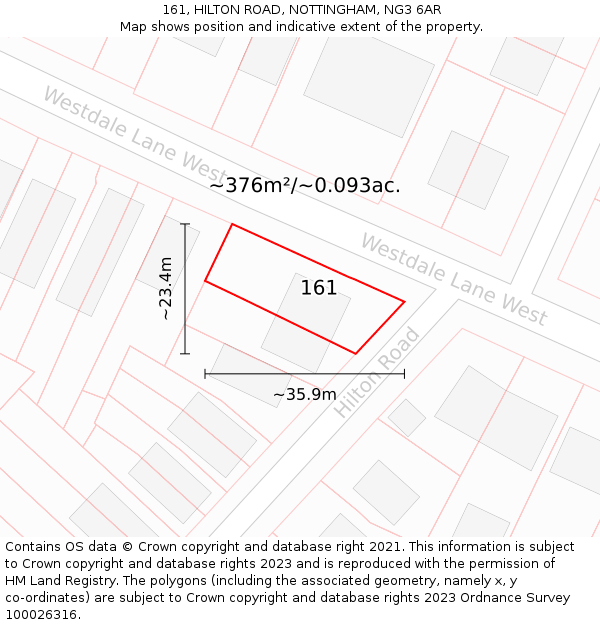 161, HILTON ROAD, NOTTINGHAM, NG3 6AR: Plot and title map