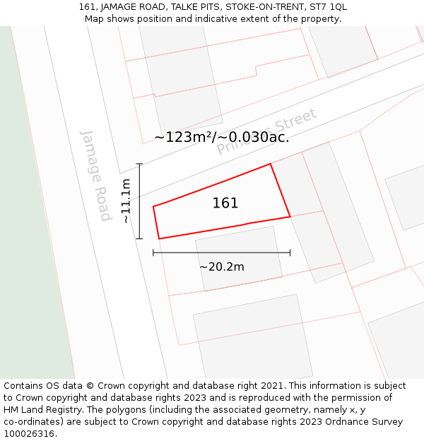 161, JAMAGE ROAD, TALKE PITS, STOKE-ON-TRENT, ST7 1QL: Plot and title map