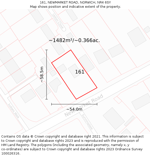 161, NEWMARKET ROAD, NORWICH, NR4 6SY: Plot and title map