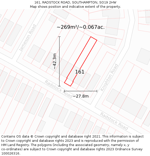 161, RADSTOCK ROAD, SOUTHAMPTON, SO19 2HW: Plot and title map