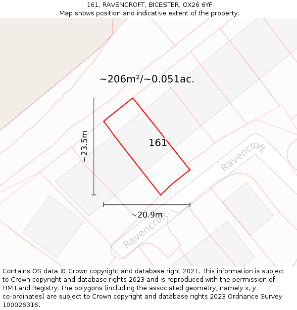 161, RAVENCROFT, BICESTER, OX26 6YF: Plot and title map