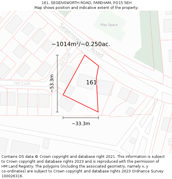 161, SEGENSWORTH ROAD, FAREHAM, PO15 5EH: Plot and title map