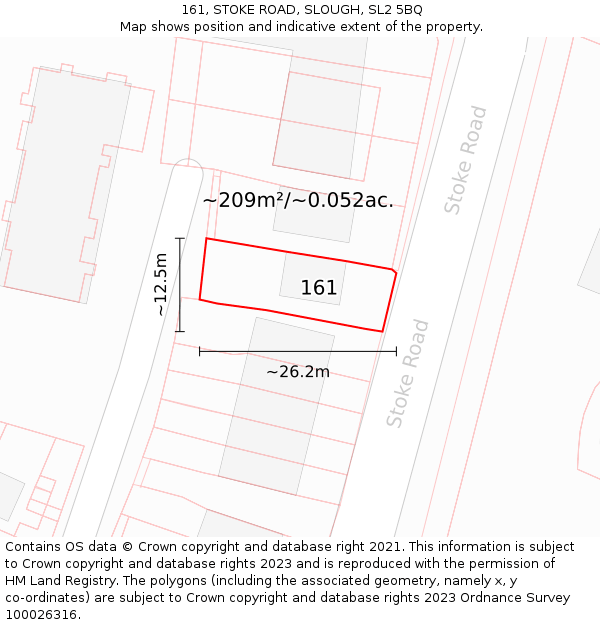 161, STOKE ROAD, SLOUGH, SL2 5BQ: Plot and title map