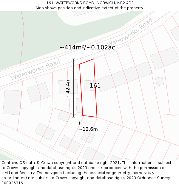 161, WATERWORKS ROAD, NORWICH, NR2 4DF: Plot and title map