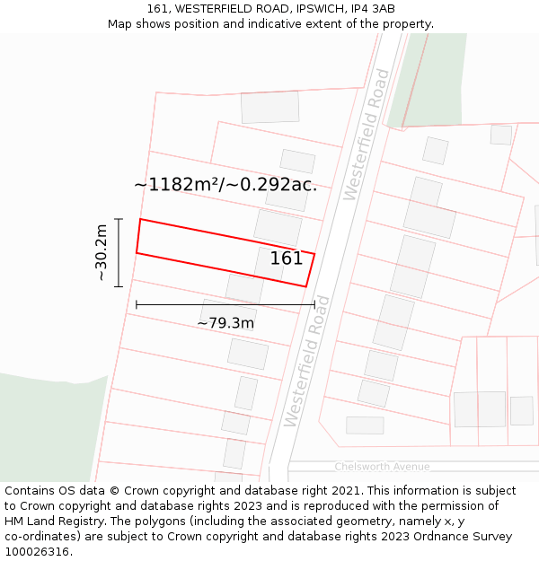 161, WESTERFIELD ROAD, IPSWICH, IP4 3AB: Plot and title map