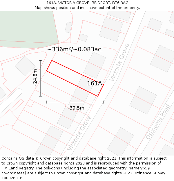 161A, VICTORIA GROVE, BRIDPORT, DT6 3AG: Plot and title map