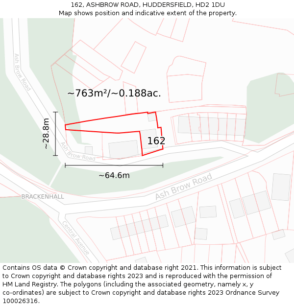 162, ASHBROW ROAD, HUDDERSFIELD, HD2 1DU: Plot and title map