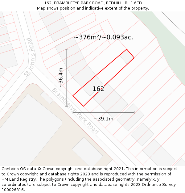 162, BRAMBLETYE PARK ROAD, REDHILL, RH1 6ED: Plot and title map