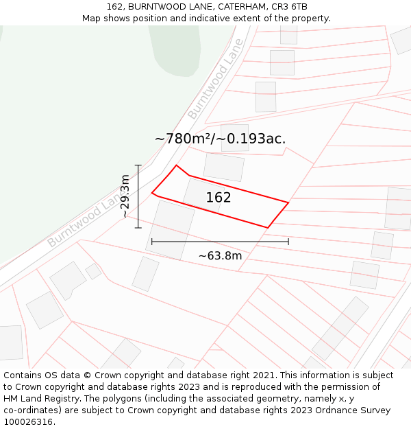 162, BURNTWOOD LANE, CATERHAM, CR3 6TB: Plot and title map