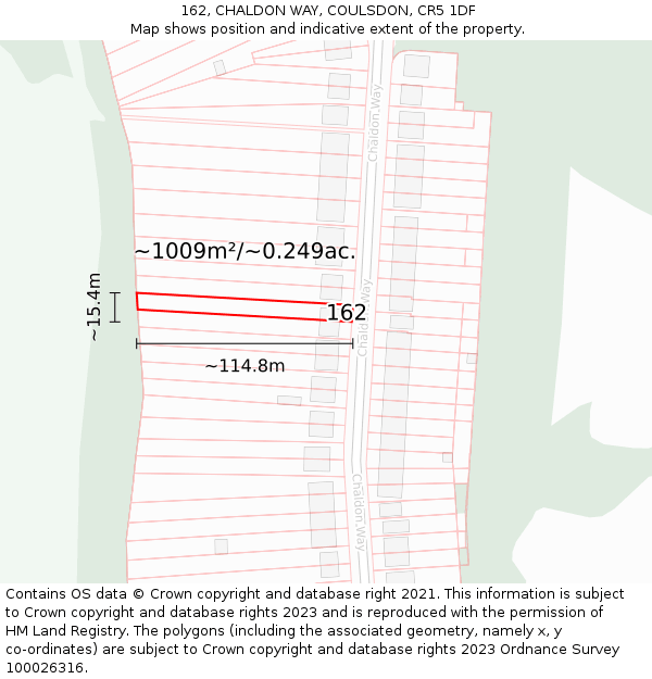 162, CHALDON WAY, COULSDON, CR5 1DF: Plot and title map