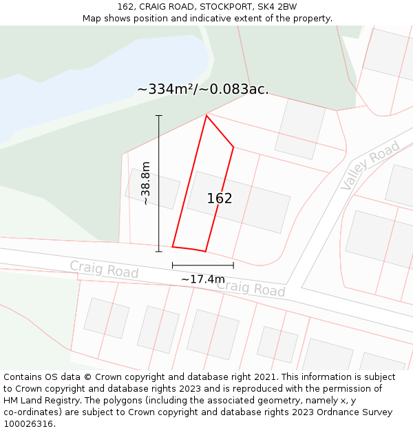 162, CRAIG ROAD, STOCKPORT, SK4 2BW: Plot and title map