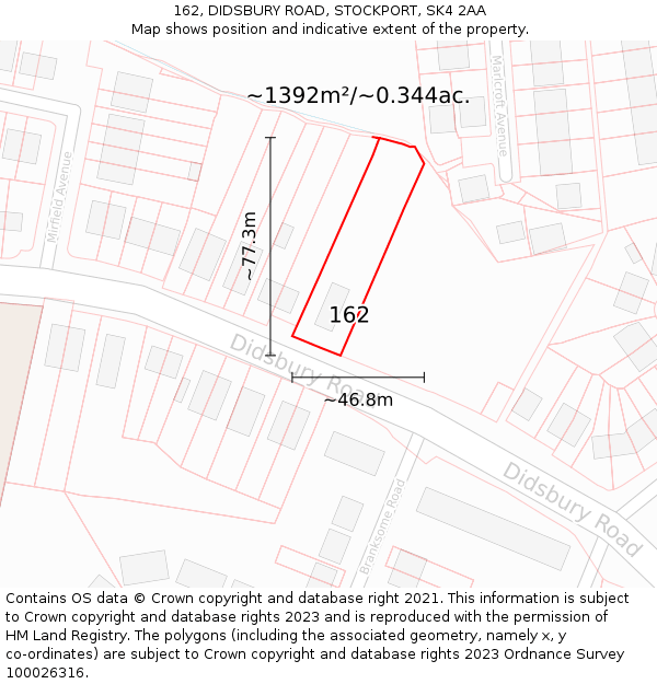 162, DIDSBURY ROAD, STOCKPORT, SK4 2AA: Plot and title map