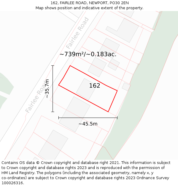 162, FAIRLEE ROAD, NEWPORT, PO30 2EN: Plot and title map