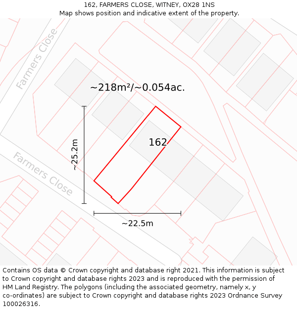 162, FARMERS CLOSE, WITNEY, OX28 1NS: Plot and title map