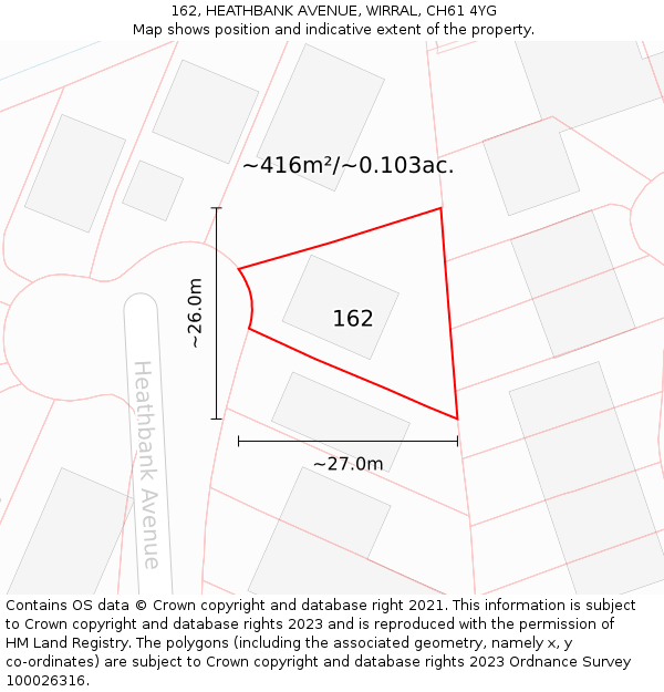 162, HEATHBANK AVENUE, WIRRAL, CH61 4YG: Plot and title map