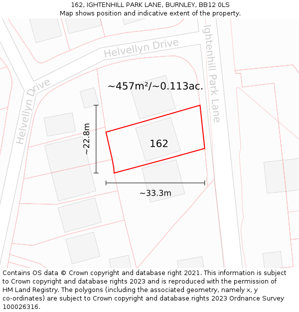 162, IGHTENHILL PARK LANE, BURNLEY, BB12 0LS: Plot and title map