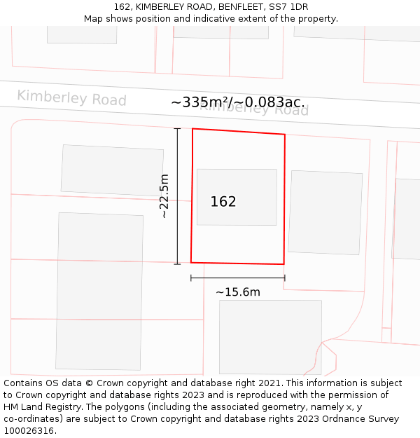 162, KIMBERLEY ROAD, BENFLEET, SS7 1DR: Plot and title map