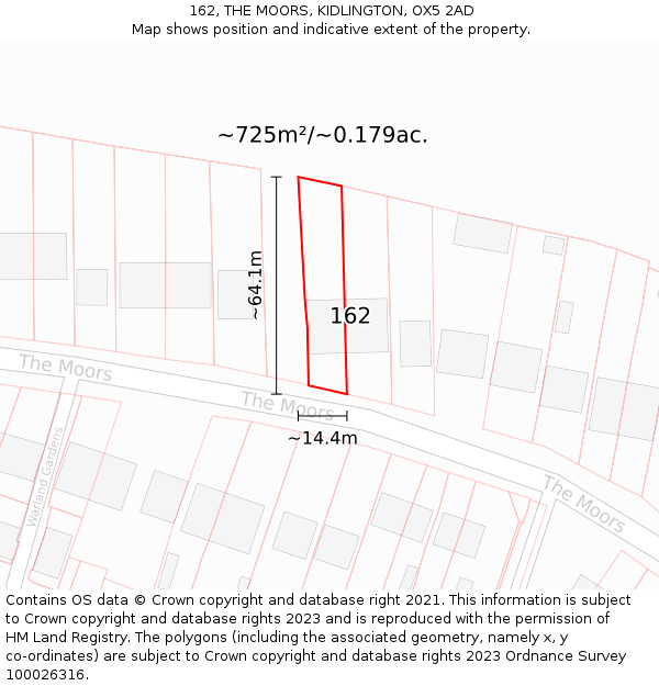 162, THE MOORS, KIDLINGTON, OX5 2AD: Plot and title map