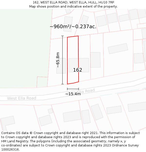 162, WEST ELLA ROAD, WEST ELLA, HULL, HU10 7RP: Plot and title map